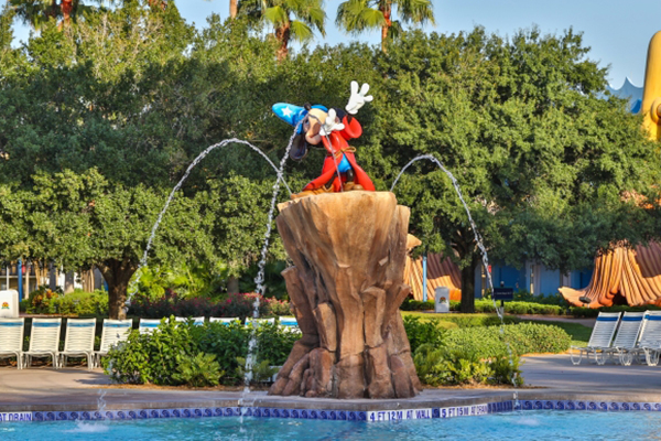 Sorcerer Mickey at the Fantasia pool at the All-Star Movies resort.