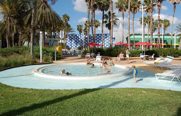 Splash zone adjacent to the Surfboard Bay pool at the All-Star Sports resort.